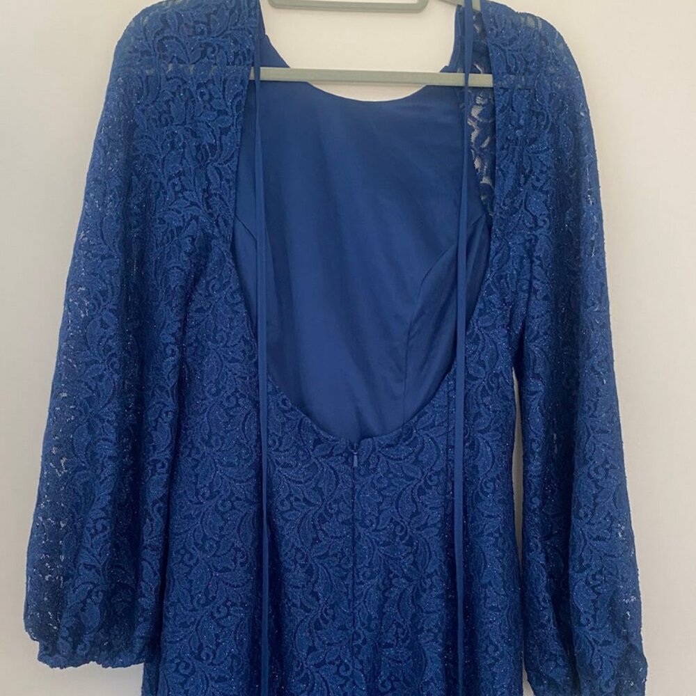 DB Studio Blue Shimmer Open Back, Long Sleeve Shiner! Brand new, tags on
